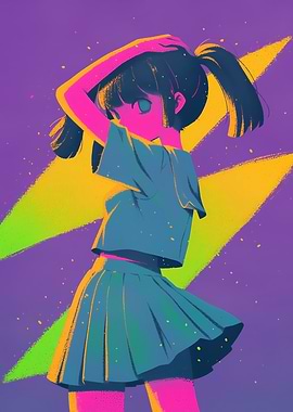 Anime Girl with Ponytails