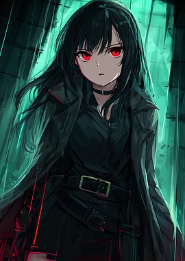 Anime Girl with Red Eyes