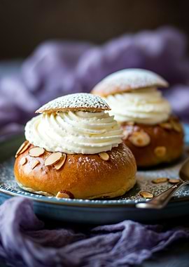 Semla Buns with Whipped Cream