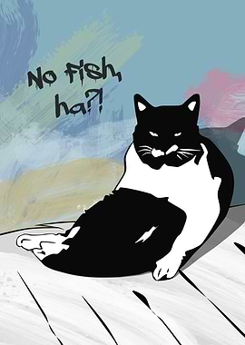 No Fish, Ha?! – Grumpy Cat Stencil Art