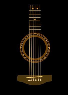 Acoustic Guitar Illustration on Black Background