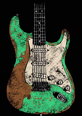 Distressed Electric Guitar Illustration