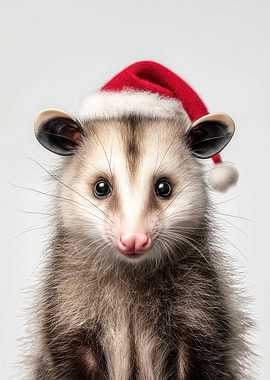 Christmas Opossum Portrait