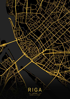 Golden Riga City Map