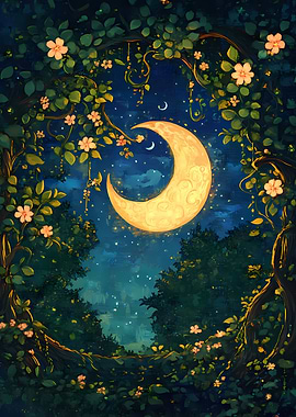 Floral Moonlit Night