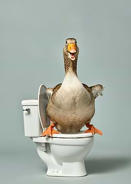 Goose on Toilet