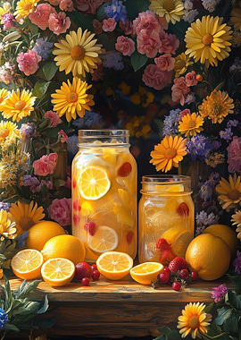 Lemonade Jars with Flowers