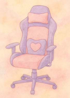 Pastel Gaming Chair Watercolor Illustration