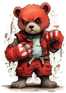 Angry Red Bear Boxer Illustration