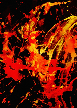 Abstract Red and Yellow Splatter Art