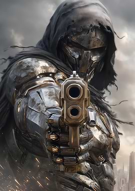 Cyberpunk Warrior with Gun