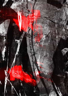 Abstract Red and Gray Grunge Art