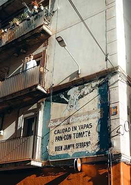 Vintage Bodega Sign on Barcelona Street – Barcelona, Spain