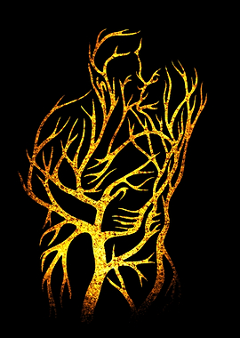 Golden Tree Silhouette of a Person