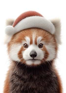 Christmas Red Panda with Santa Hat