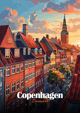 Copenhagen, Denmark Cityscape Art