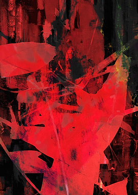 Abstract Red and Black Painting
