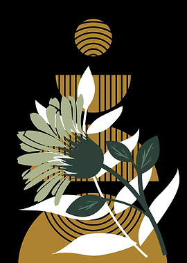 Abstract Floral Art with Geometric Shapes