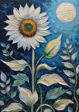 Sunflower and Moon Painting