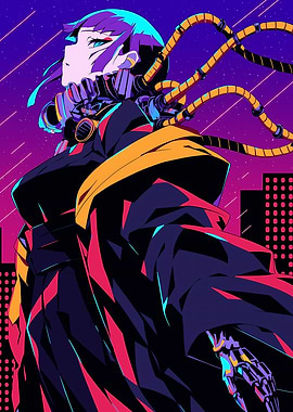 Cyberpunk Woman in Futuristic Cityscape