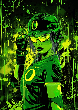 Oregon Ducks Softball Player Illustration