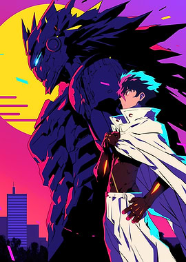 Anime Hero and Robot Guardian