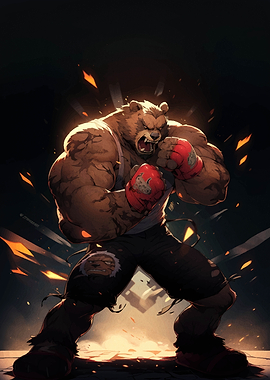 Furry Bear Boxer Ready to Fight