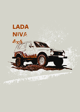Lada Niva 4x4 Off-Road at rough terrain