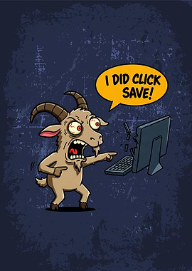 Angry Goat with Broken Computer