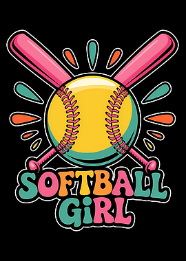 Softball Girl Graphic with Bats