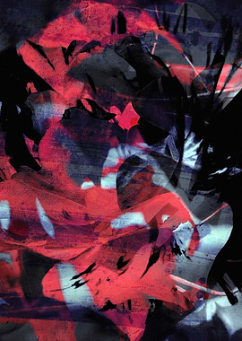 Abstract Floral Red and Black