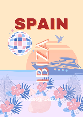 Spain, Ibiza travel poster