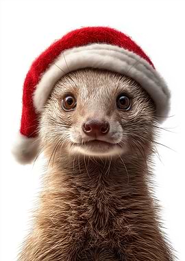 Christmas Meerkat Wearing Santa Hat