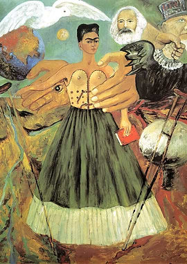 Frida Kahlo Painting with Surreal Elements