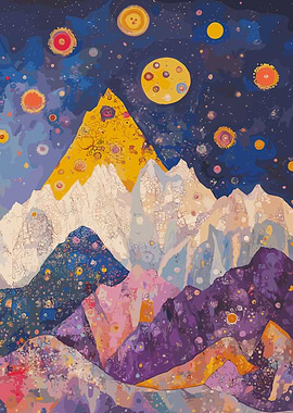 Mountain Range Under Starry Sky