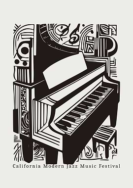 California Modern Jazz Music Festival Retro Poster