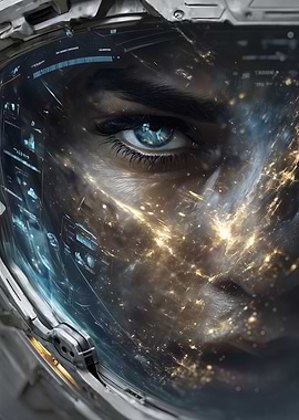Astronaut's Eye Reflecting City Lights