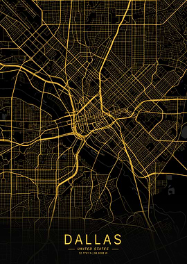 Golden Dallas City Map