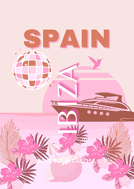 Spain, Ibiza travel poster