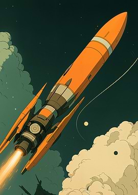 Retro Rocket Launching Through Clouds