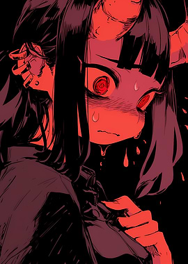 Distressed Demon Girl Illustration
