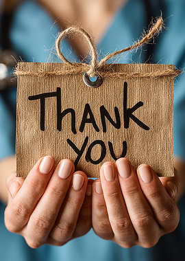 Thank You Card Held by Hands