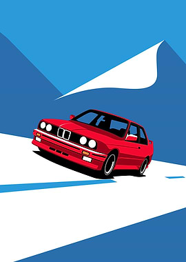 Red BMW E30 Illustration
