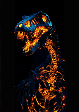 Fiery Dinosaur Skeleton