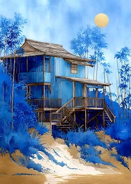Blue House by the Beach