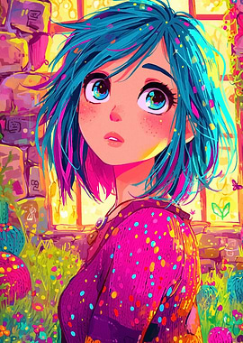 Anime Girl with Blue Hair