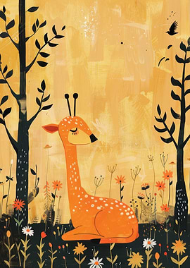 Resting Deer in a Sunny Meadow