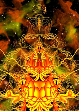 'Golden Tower' Abstract Fractal Art Poster
