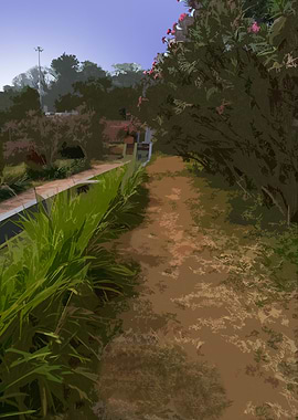 Park Path with Greenery and Flowers FG1