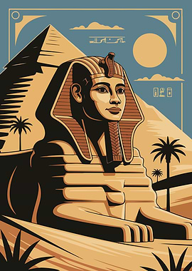 Egyptian Sphinx and Pyramid Illustration